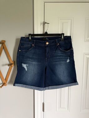 1822 Denim Dark Indigo Roll-Cuff Jean Shorts